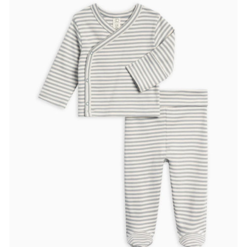 Riley 2 Piece Kimono Wrap Top and Pant Set Mist 0-3M