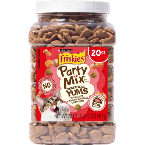 Friskies Party Mix Natural Yums Complete & Balanced Salmon Crunchy Natural Cat Treats