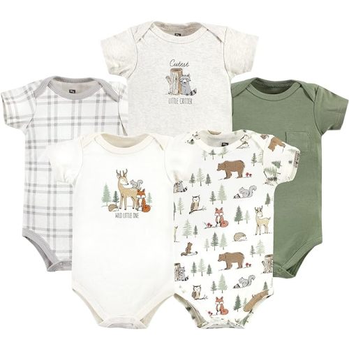Hudson Baby Unisex Baby Cotton Bodysuits 5-pack