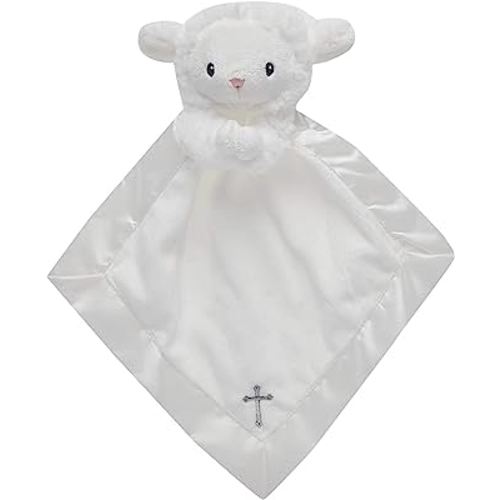 Baby Aspen Bedtime Blessings Lamb Lovie for Babies Security Blanket, Rattle, Newborn Baby Toy, White, 1 Count (Pack of 1)