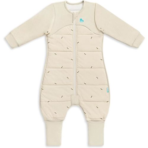 Love to Dream Sleep Suit, Long Sleeve Quilted Cotton 2.5 TOG, Baby Wearable Blanket with Legs (Oatmeal Bees, 6-12 months)