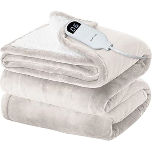 Bedsure Electric Blanket Full Size - Soft Flannel Heated Blanket, Fast Heating with 10 Time Settings & 6 Heat Settings, Warm Gift for Grandma (72x84 inches, Cream)