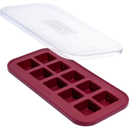 Souper Cubes 2 Tbsp. Silicone Freezer Molds - Perfect for Storing Garlic, Herbs, Ginger, Pesto, Tomato Paste, Lemon Juice, Purees and More - Silicone Baby Food Freezer Tray - Cranberry – 1-Pack