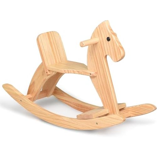 Kids Wooden Rocking Horse, Boy & Girls Ride-On Toy with Foot Pedal