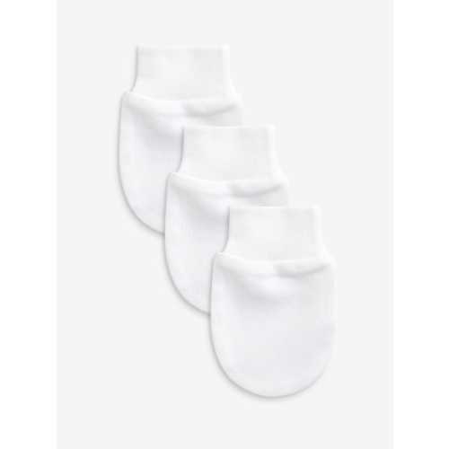 White 100% Cotton Baby Scratch Mitts 3 Pack