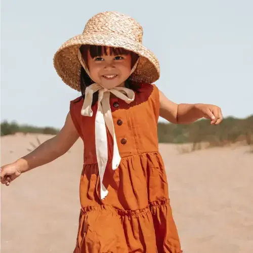 La Olivia Kids Lou Raffia Hat - Blue Leaf Houston