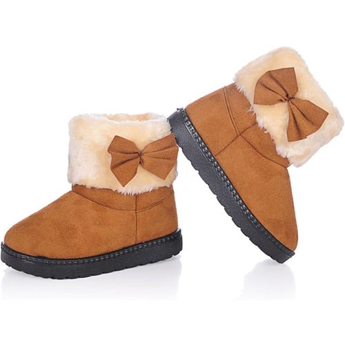 DADAWEN Baby's Girl's Toddler Fashion Cute Bowknot Fur Lining Princess Warm Snow Boots