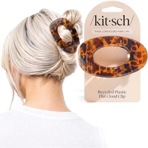 Kitsch Large Flat Claw Clip for Women - Tortoise, 1pc