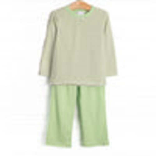 Charles Long Sleeve Pant Set, Light Green Stripe – Stitchy Fish