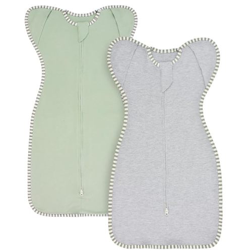 Swaddles for Newborns Swaddle 0-3 Months Sleep Sack Arms Up Swaddle 0-3 Months Transition Swaddle, 2-Pack Baby Swaddles for Boy Girl with Arms In/Out 2-Way Zipper 100% Cotton 0.8 Tog (Small 5-14lbs)