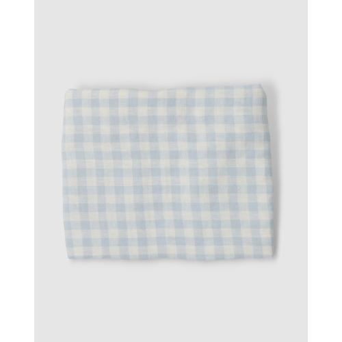Soft Blue Gingham Linen Baby Lounger Cover