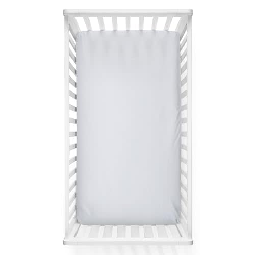 Caden Lane Fitted Crib Sheet, Breathable & Temperature-Regulating Bamboo Viscose Fabric with Elastic Edges, Fits Standard Size Baby Crib & Toddler Mattresses 28"x52", Machine Washable, Lace White