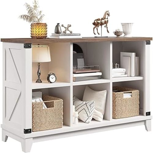 EnHomee 6 Cube Storage Organizer and Shelf, Cube Storage Shelf,White Bookshelf with Storage for Bedroom and Home Office