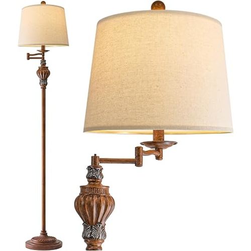 61" Vintage Floor Lamp with 350° Adjustable Swing Arm, Standing Lamp for Bedroom Living Room Bedside Tall lamp Nightstand Retro Farmhouse Mid Century Lamp Light Home Décor Office Gifts