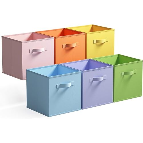 GRANNY SAYS 11x11 storage cubes for shelves, Rainbow-colored Storage Boxes for Cube Storage, 11-inch Cube Storage Bins for Organizing Clothes, Toys, and Books, Set of 6