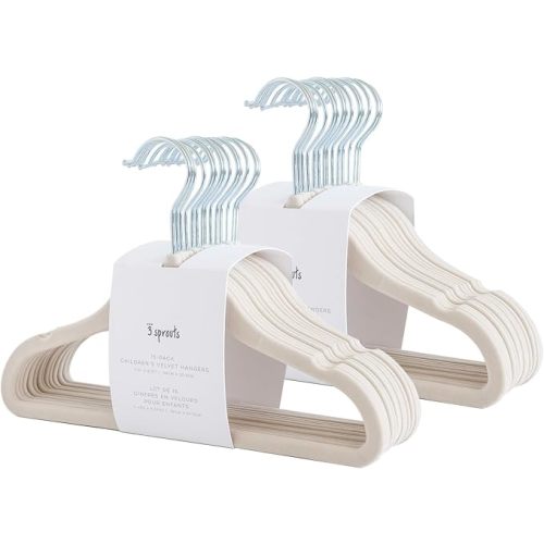 3 Sprouts Velvet Baby Hangers, Non Slip Slim, Gray, 30 Pack