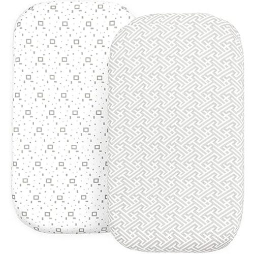 2 Pack Organic Bedside Bassinet Sheets Compatible with Mika Micky, Baby Delight, Dream On Me, AMKE and Other Bassinet Mattress Pads Size Between 17-21 in Width, 29-33 in Length, and 1.5-4 in Thick