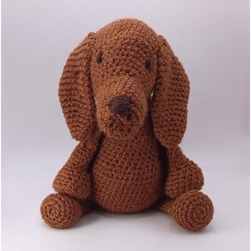 Sandra the Vizsla, a soft handmade soft crochet toy-