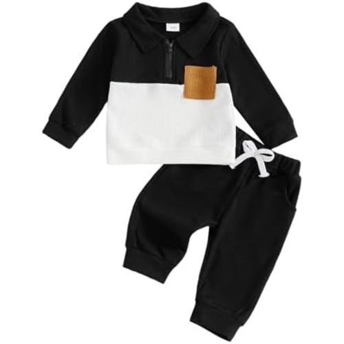 Baby Boy Toddler Fall Outfit Striped Sweatshirt Toddler Boy Winter Waffle Clothes 3 6 12 18 Months 2 3 T Pant Set