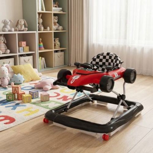 Baby Walker with Wheels, 4-in-1 Adjustable Height and Speed Walker with Rear Brake for 6 to 18 Months