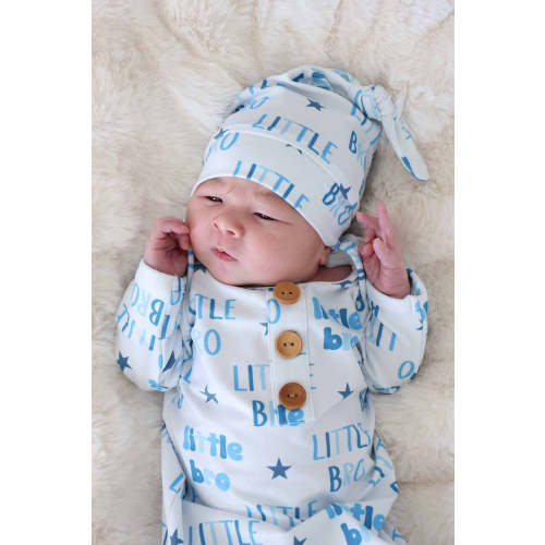 Newborn Baby Knot Gown & Hat Set | Little Bro