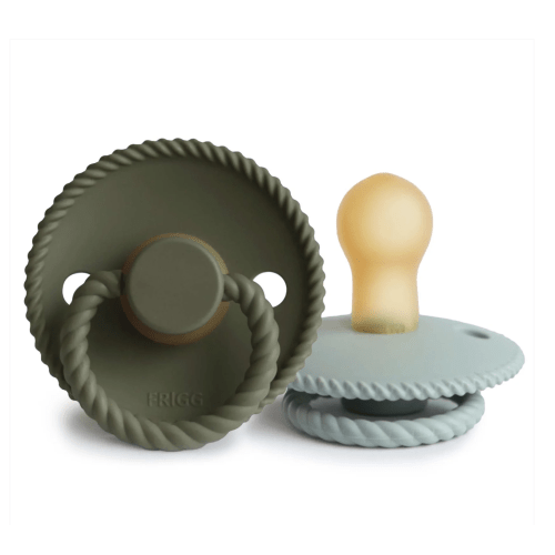 FRIGG Rope Natural Rubber Pacifier 2-Pack (Olive/Sage)