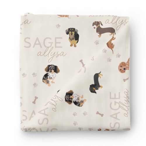 Personalized Baby Name Swaddle Blanket | Dachshund