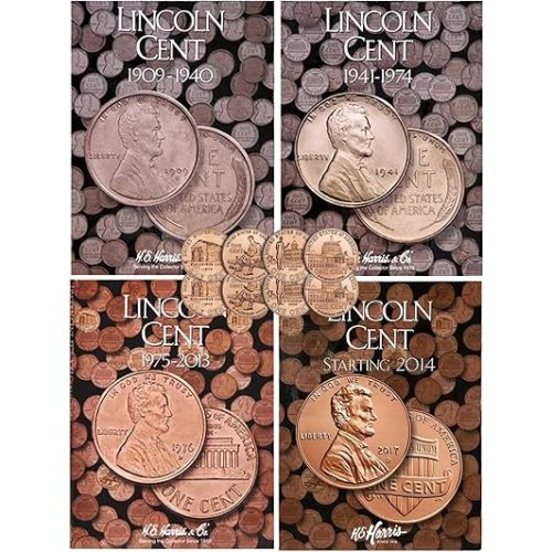 2009 P, D 8 Coin Lincoln Commemorative Penny Set with Lincoln Penny 4 Book Set 1909-Present Cent Uncirculated
