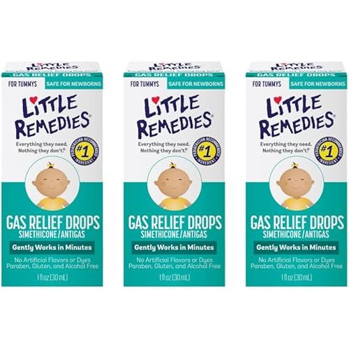 Little Remedies Gas Relief Drops, Natural Berry Flavor, Safe for Newborns 1.0 Fl Oz (Pack of 3)