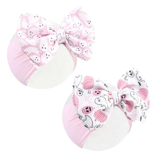YanJie Halloween Baby Headbands Bow Ghost Hair Bow Baby Pink Halloween Bow baby White Halloween Bows Newborn Bows Infant Halloween Hair Accessorie