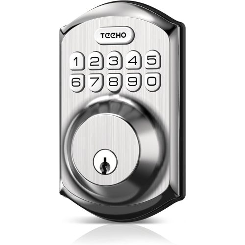 TEEHO TE001 Keyless Entry Door Lock with Keypad - Smart Deadbolt Lock for Front Door with 2 Keys - Auto Lock - Easy Installation - Satin Nickel