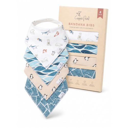 Copper Pearl Baby Bibs 4 Pack, Printed Bandana Drool Bibs for Baby Girl & Boy, Soft Cotton Drooling Teething Bibs