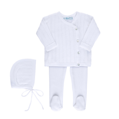 Boys and Girls Pointelle Wrap Set with Hat I Boys Bris Outfit Knitted | Baby Boys White Outfit | Feltman Brothers