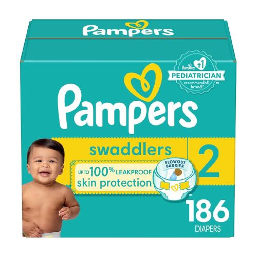 Pampers Baby Diapers - Swaddlers - Size 2, 186 Count, Ultra Absorbent Disposable Infant Diaper