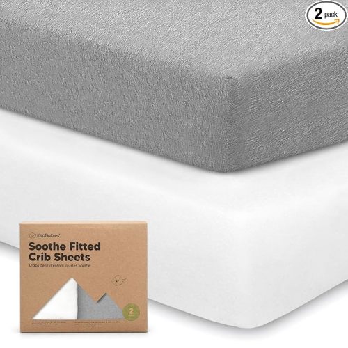 KeaBabies 2-Pack Organic Crib Sheets for Boys, Girls - 52x28 Fitted Crib Mattress Sheet Neutral, Breathable Jersey Cotton Cover for Baby Bed, Toddler Mattress, Soft & Cute Prints (Cloud)