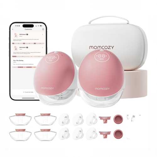 Momcozy Mobile Flow Hands-Free Breast Pump M9, Cozy Red, Double