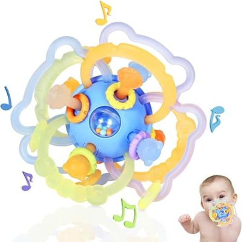 Baby Rattle Ball Teething Toys for 0 3 6 9 12 18 Months Boys Girls, Blue