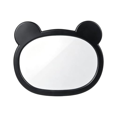 Baby Car Mirror, HD Shatterproof Car Seat Mirror, Cute Bear Shape Rear Facing Accessory for Observe the Baby Move, Universal for Most Vehicle Headrests (Black)