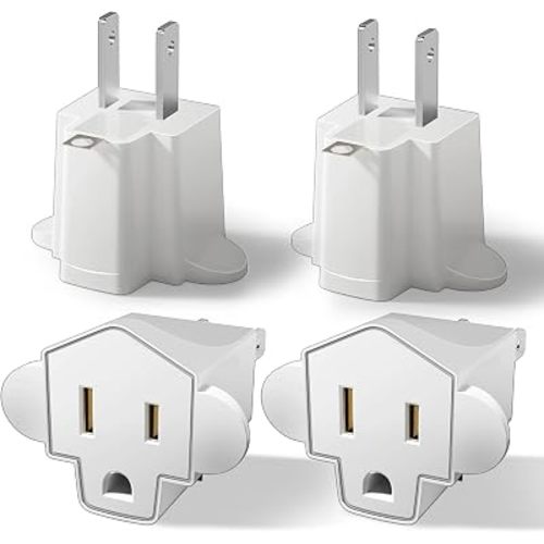 Portable 3 Prong to 2 Prong Outlet Adapter, Fireproof 392℉ 3-2 Prong Adapter Converter, Heavy Duty Wall Plug Adapter for Household Appliances Industrial, 1875W Max, 4 Packs