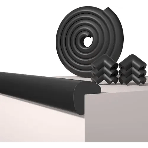 QYV Baby Corner Protector Guards, 6.6FT 0.47'' Thick, Peel and Stick | Flexible, NBR Foam Rubber, Self-Adhesive, L-Shape Edge Protectors Child Safety Bumper for Furniture with 6 Corners, Black