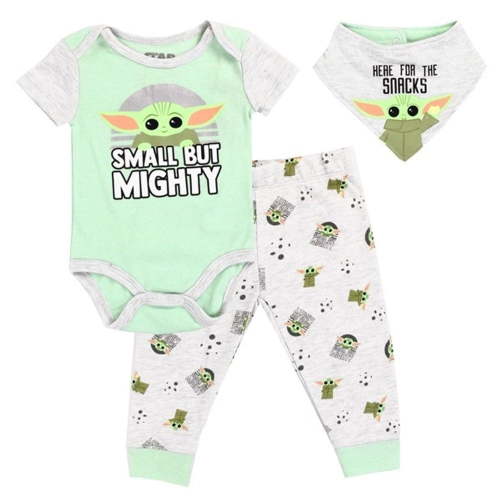 Baby Yoda Boys Infant 3-Piece Set with Bib, Size 0-9 Months