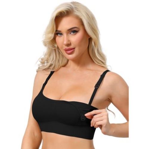INSPIRE CHIC Nursing Bras for Women Wireless U Neck Maternity Full Coverage Breastfeeding Adjustable Straps Bralettes X-Large Black