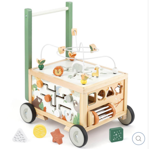 Adjustable Wooden Baby Push Walker for Toddlers