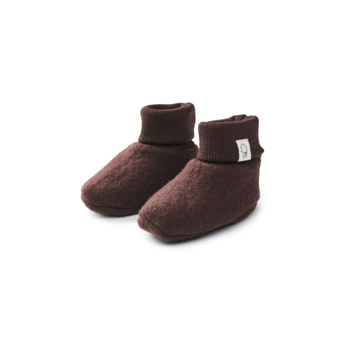 Baby merino wool fleece booties in Coffee