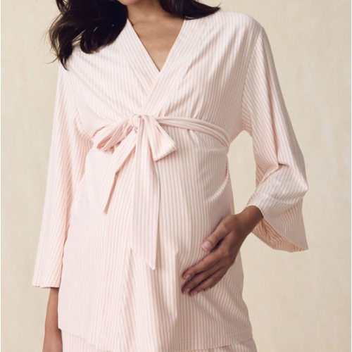 LAKE | Women | DreamModal® Pajamas | English Rose Pencil Stripe Maternity Kimono Bundle