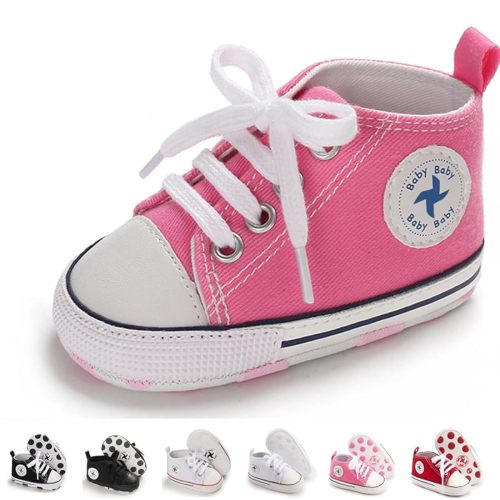 Newborn Baby Girls Boys Canvas Shoes Infant Soft Sole Slip On First Walkers Sneaker Toddler Flat Loafers High Top Crib Denim Unisex Moccasins Shoe