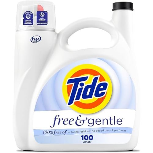 Tide Free & Gentle Liquid Laundry Detergent, 126 Loads, 166 fl oz, Tide Laundry Detergent, Clean Laundry Detergent