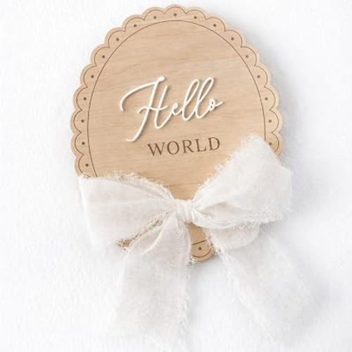 Hello World Baby Announcement Sign, Newborn Announcement, Baby Hospital Photo Prop, Birth Sign, Baby Boy Girl Decor, Nursery Decor, Newborn Photoshoot Props, Baby Shower Sign, Clean Oval Shaped Design