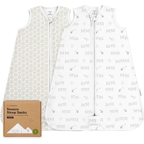 2-Pack Baby Sleep Sacks, Zipper Wearable Blanket - 0.5TOG Organic Cotton, Lightweight,Soft Cozy Infant Sleeping Sack 3-6 months,Easy to Wear Small Newborn Transition Swaddles Sleepsacks(BumbleBear, S)