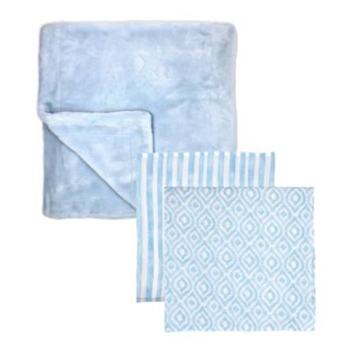 Baby Boys Luxury Plush Baby Blankets, 3 Piece Gift Set